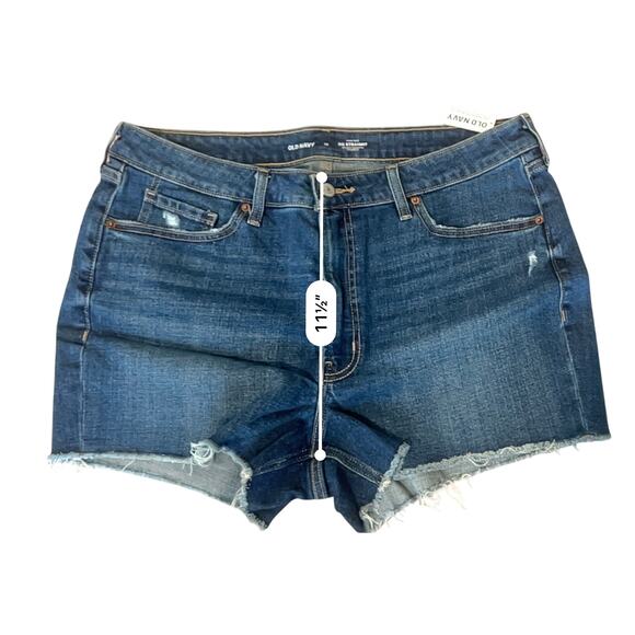 Old‎ Navy High Waisted 3" Inseam OG Blue Jean Cut Off Shorts 16 Medium Wash NWT - Picture 6 of 8